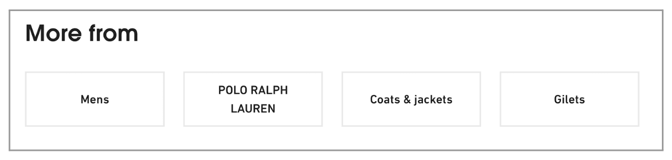 Button links on Selfridges’ PDP