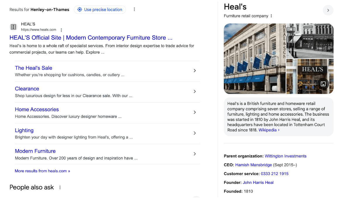 Knowledge panel example