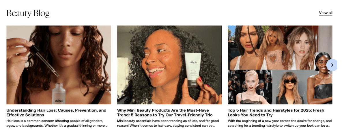 Links from PLPs and PDPs to relevant blog posts example