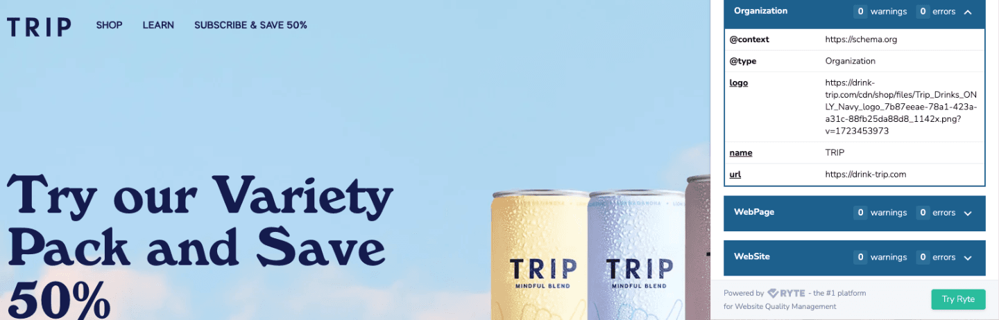 Schema markup example